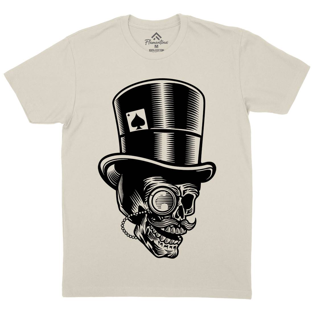 Classic Gentleman Skull Mens Organic Crew Neck T-Shirt Horror B513
