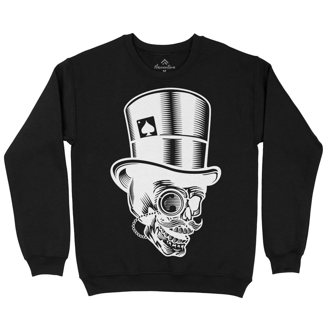 Classic Gentleman Skull Mens Crew Neck Sweatshirt Horror B513