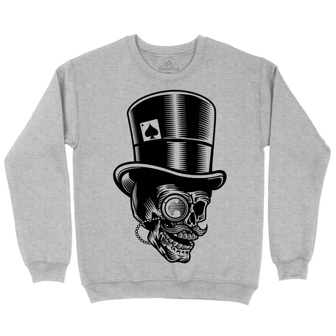 Classic Gentleman Skull Mens Crew Neck Sweatshirt Horror B513