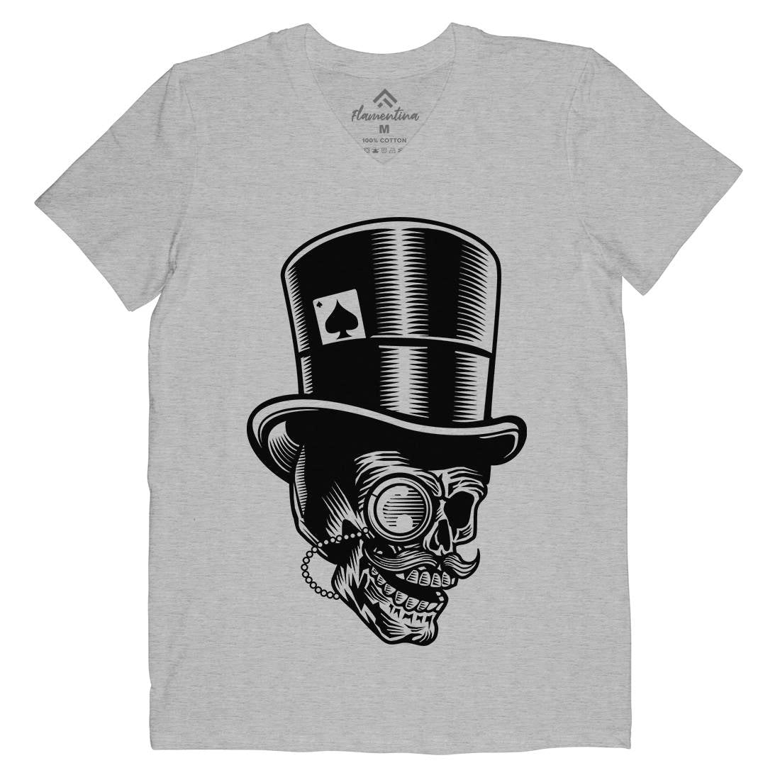 Classic Gentleman Skull Mens V-Neck T-Shirt Horror B513