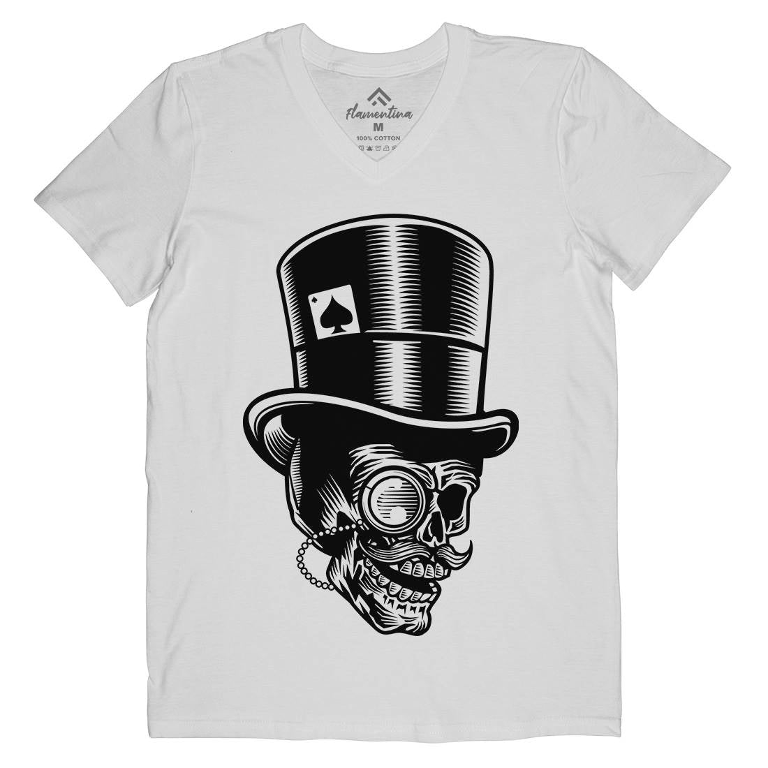 Classic Gentleman Skull Mens V-Neck T-Shirt Horror B513