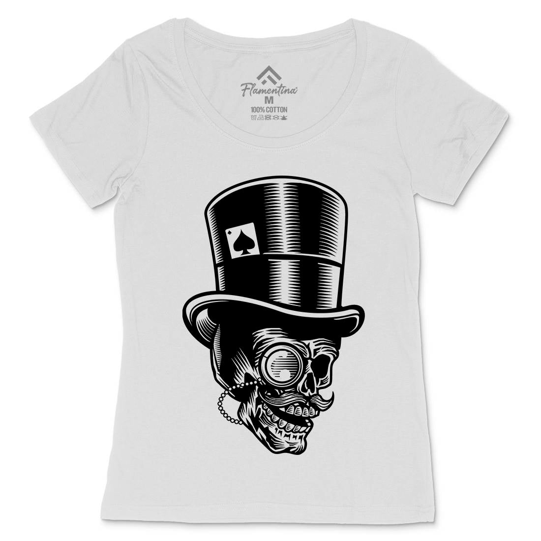 Classic Gentleman Skull Womens Scoop Neck T-Shirt Horror B513