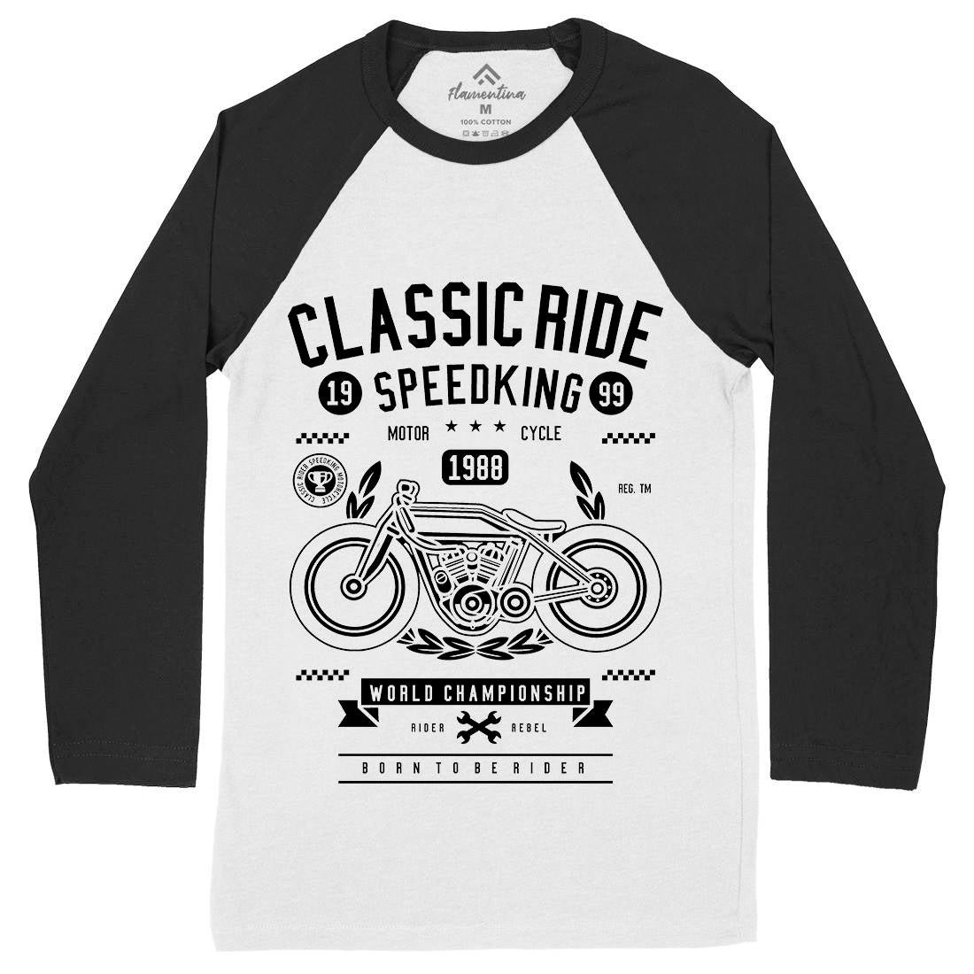 Classic Ride Mens Long Sleeve Baseball T-Shirt Motorcycles B514
