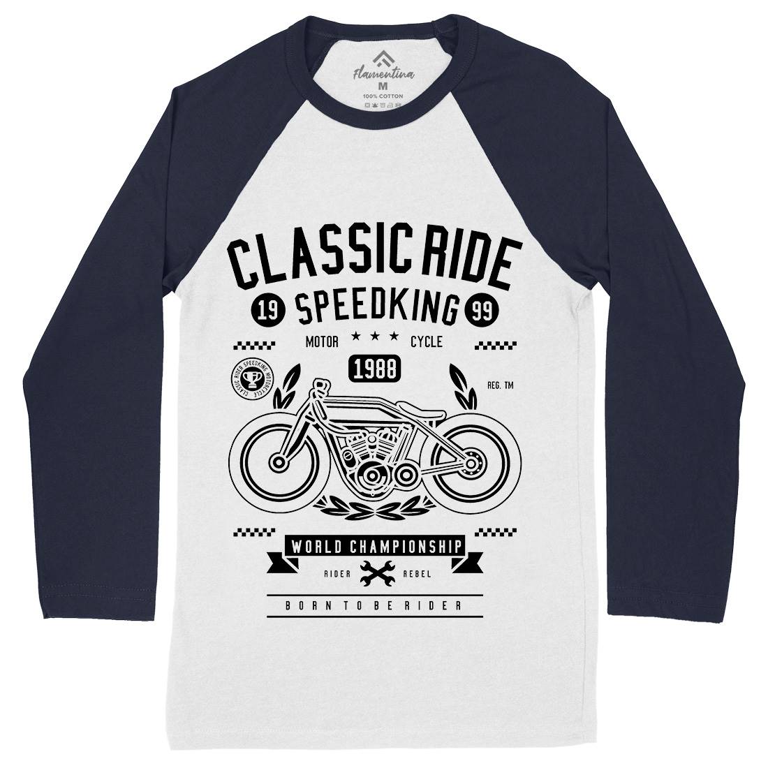 Classic Ride Mens Long Sleeve Baseball T-Shirt Motorcycles B514