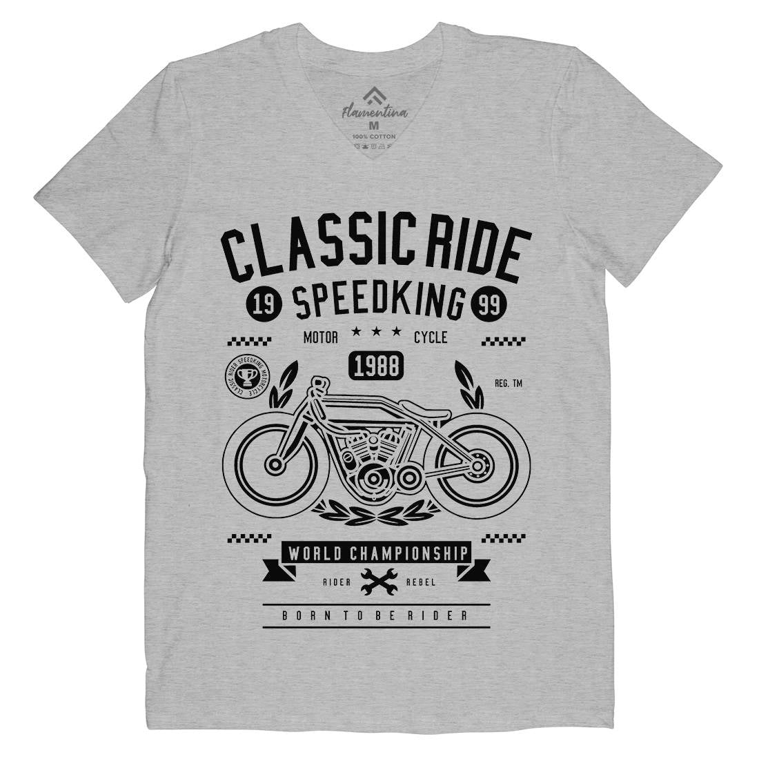 Classic Ride Mens Organic V-Neck T-Shirt Motorcycles B514