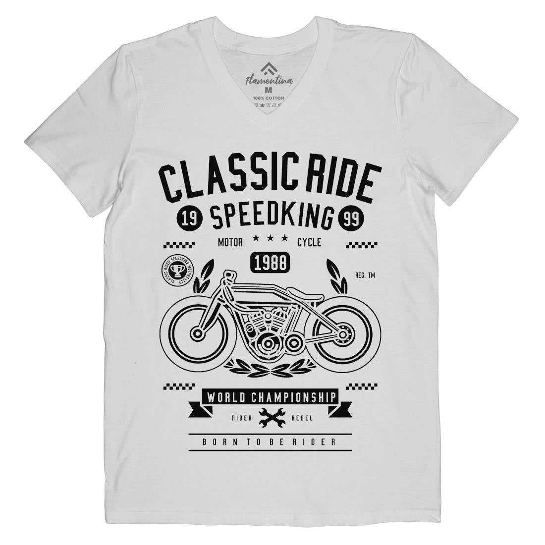 Classic Ride Mens Organic V-Neck T-Shirt Motorcycles B514