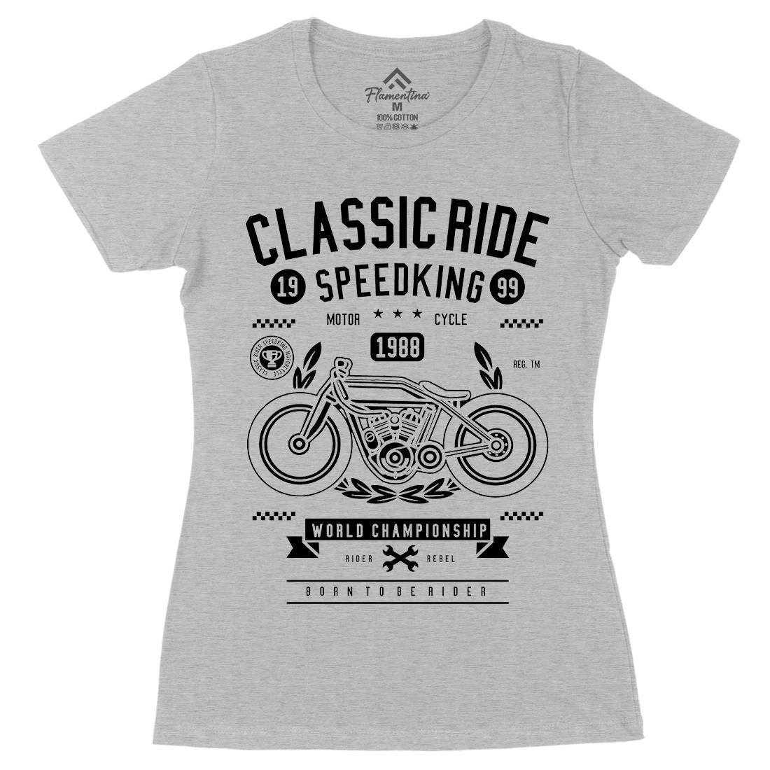 Classic Ride Womens Organic Crew Neck T-Shirt Motorcycles B514
