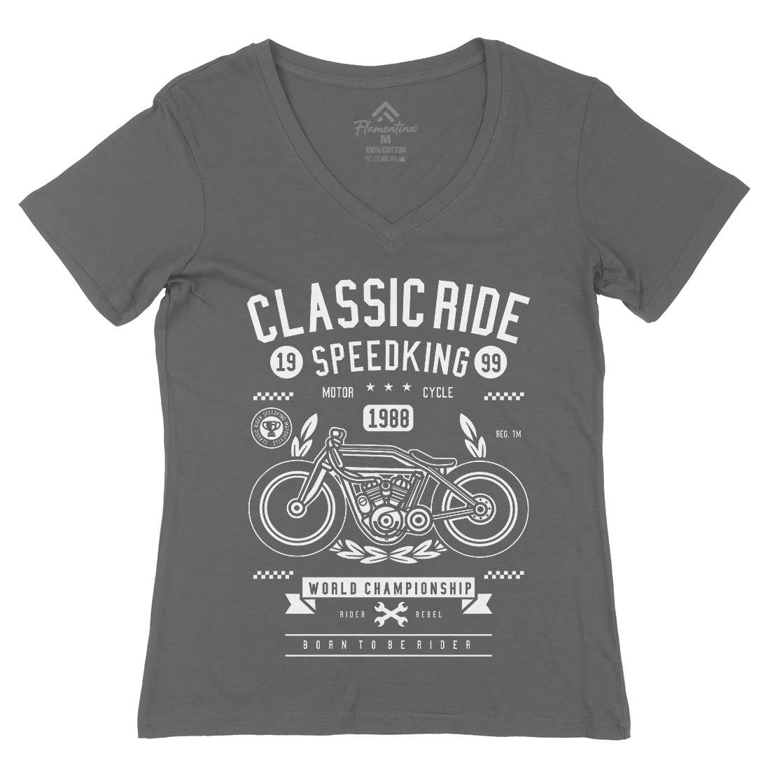 Classic Ride Womens Organic V-Neck T-Shirt Motorcycles B514