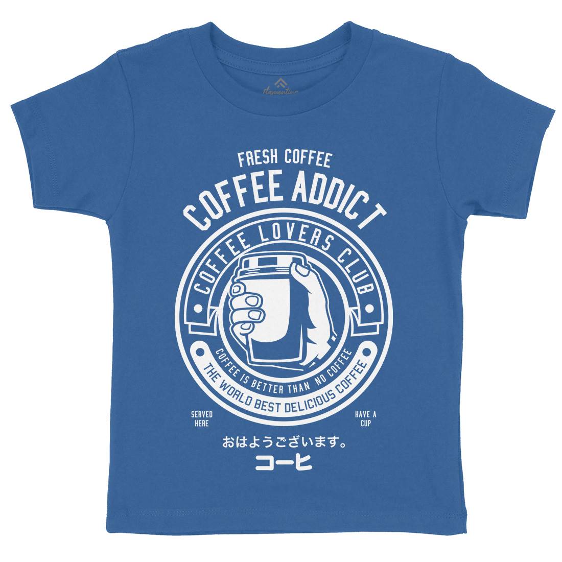Coffee Addict Kids Crew Neck T-Shirt Drinks B515