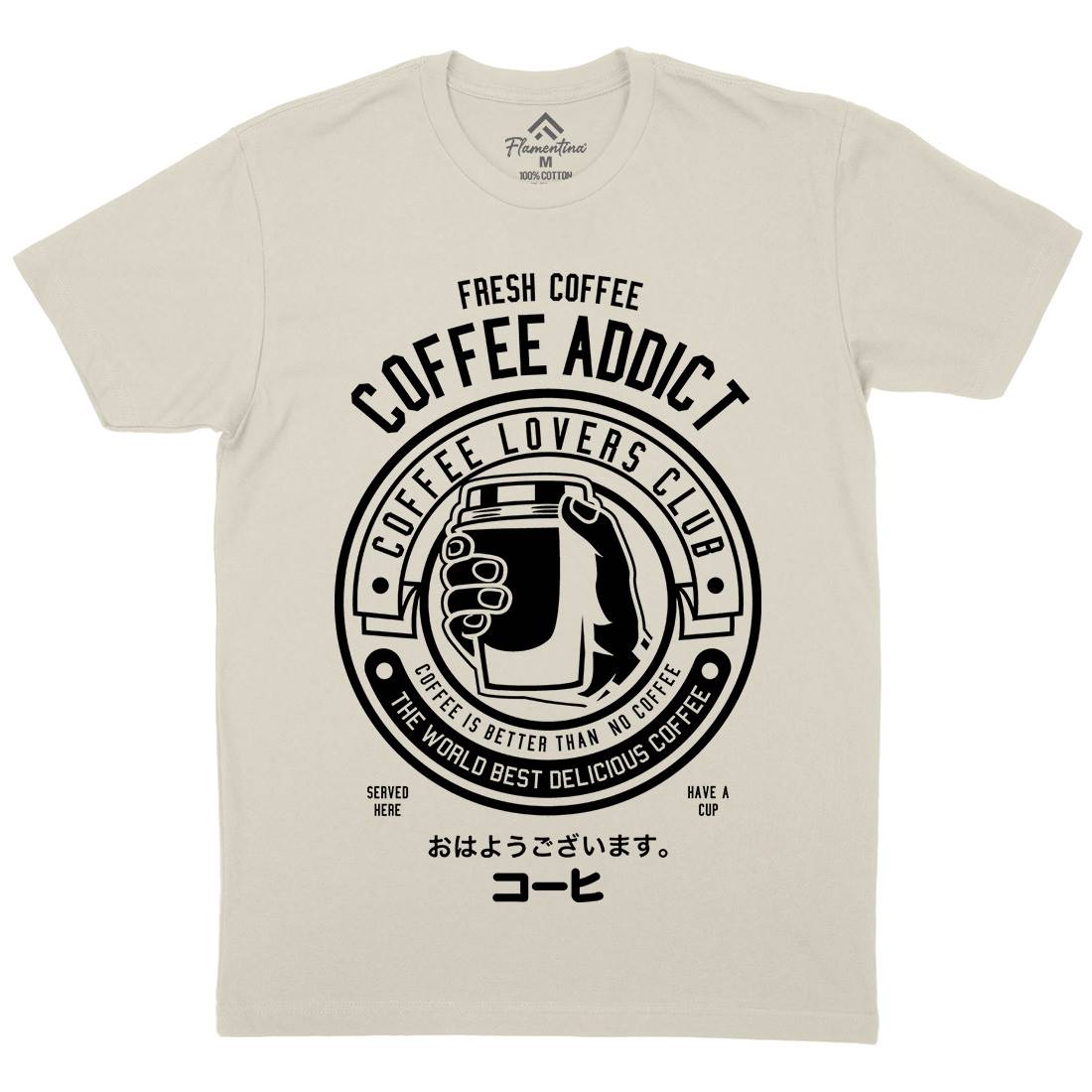 Coffee Addict Mens Organic Crew Neck T-Shirt Drinks B515