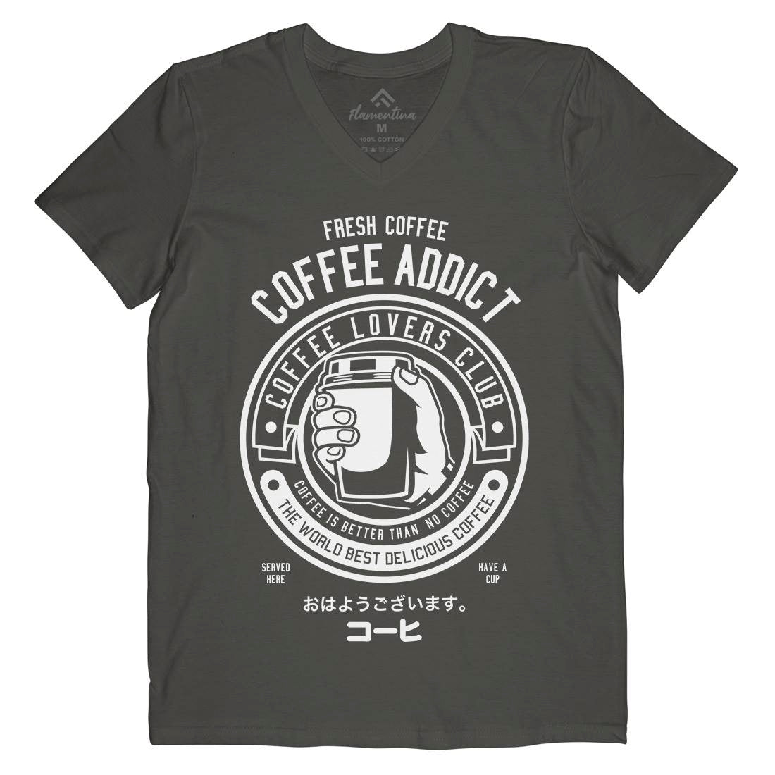 Coffee Addict Mens V-Neck T-Shirt Drinks B515