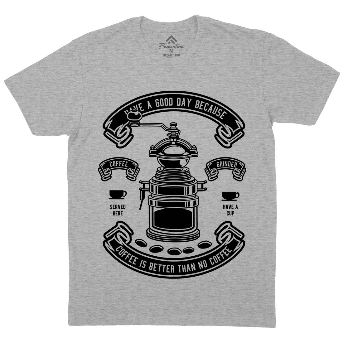 Coffee Grinder Mens Organic Crew Neck T-Shirt Drinks B516