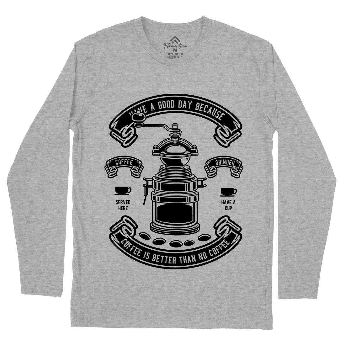 Coffee Grinder Mens Long Sleeve T-Shirt Drinks B516