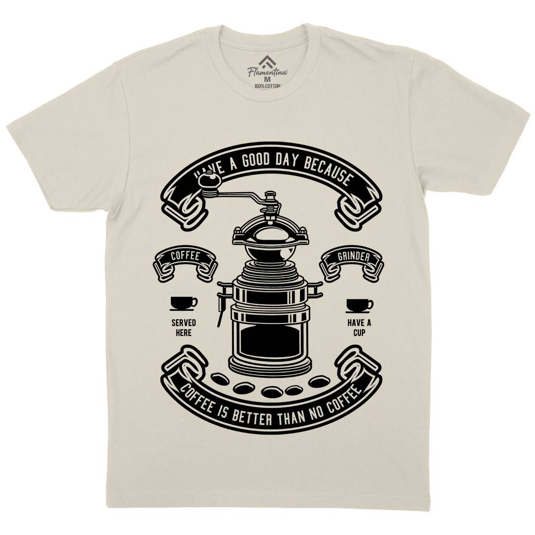 Coffee Grinder Mens Organic Crew Neck T-Shirt Drinks B516