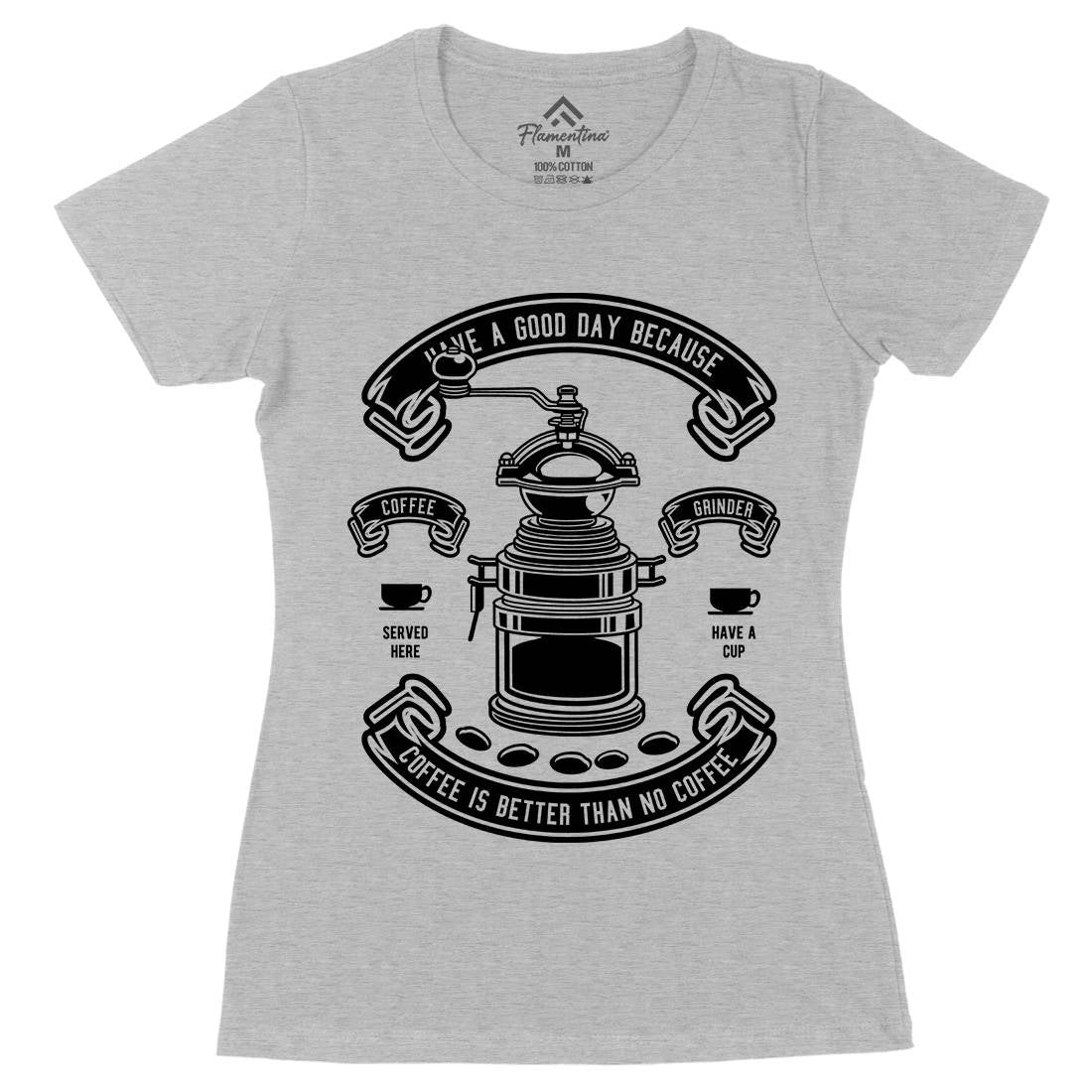 Coffee Grinder Womens Organic Crew Neck T-Shirt Drinks B516