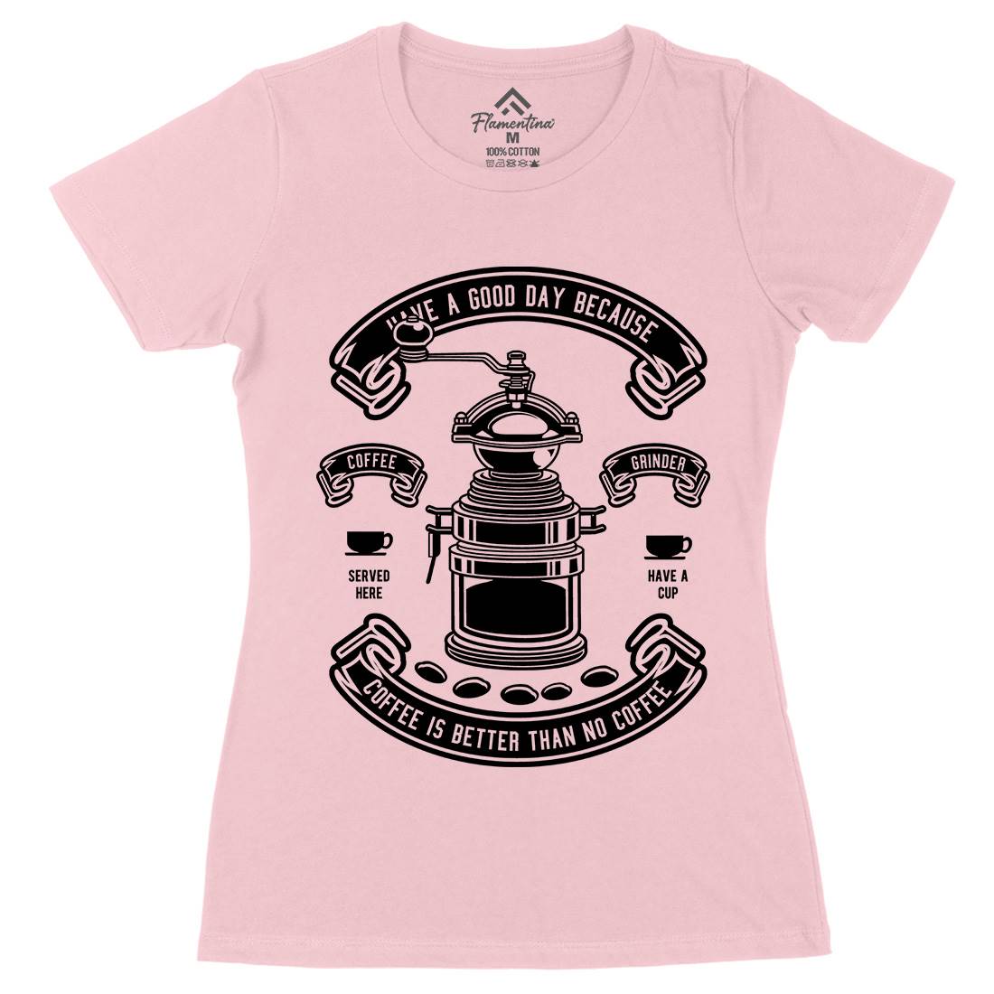 Coffee Grinder Womens Organic Crew Neck T-Shirt Drinks B516