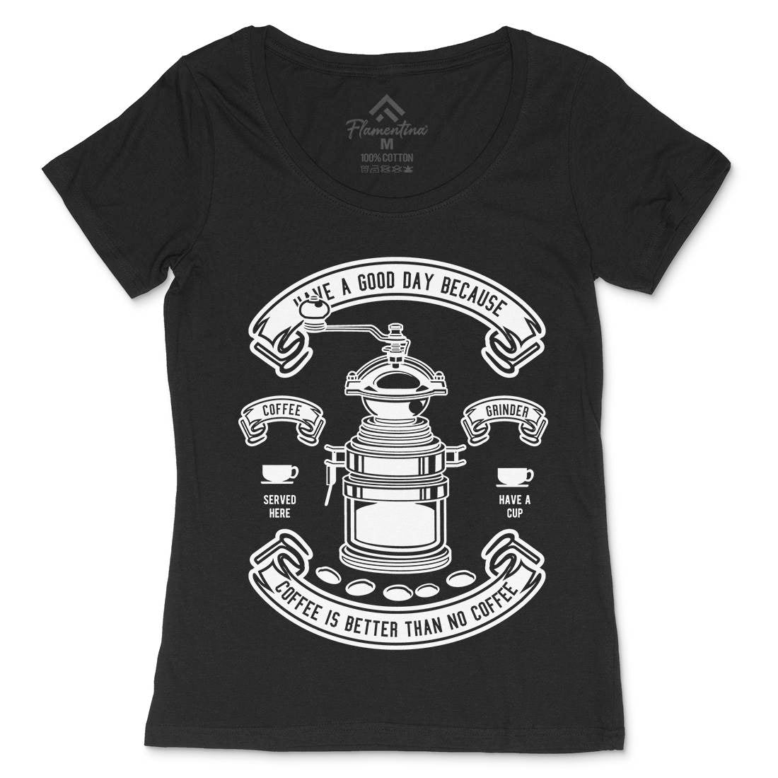 Coffee Grinder Womens Scoop Neck T-Shirt Drinks B516
