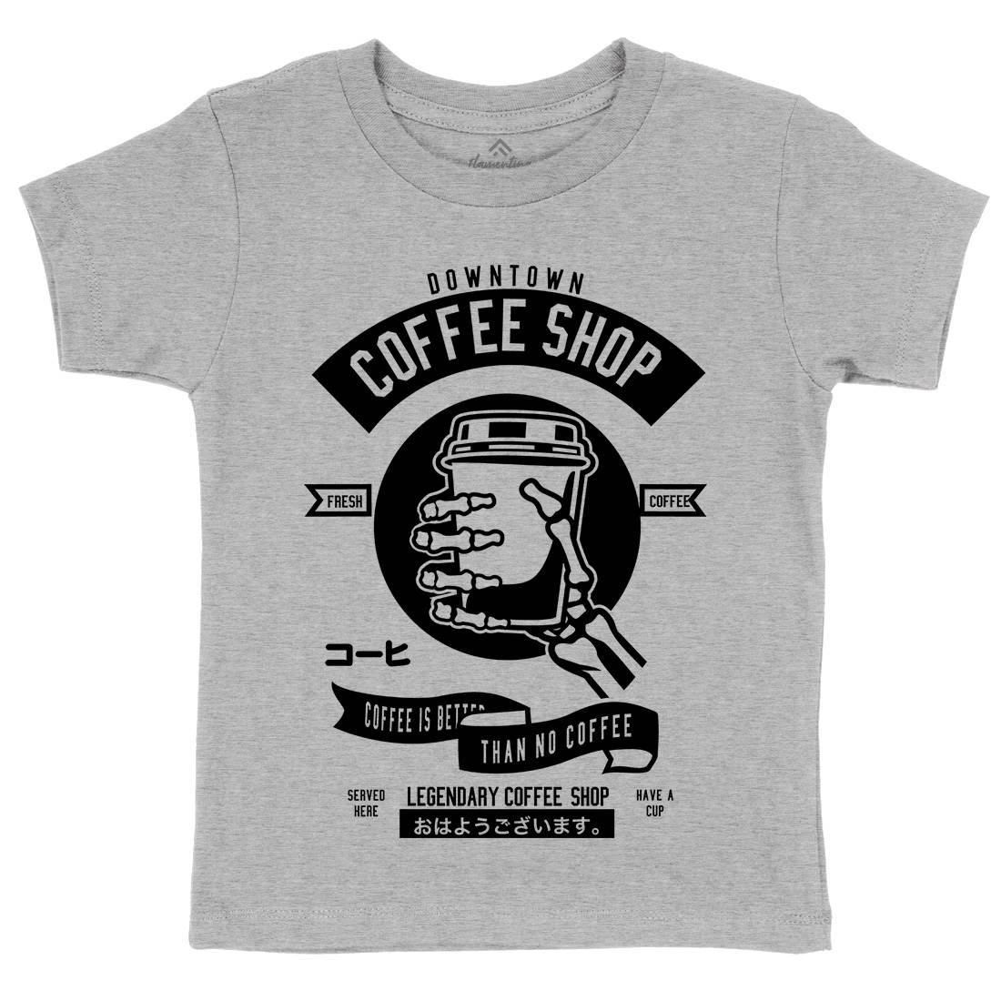 Coffee Shop Kids Organic Crew Neck T-Shirt Drinks B517