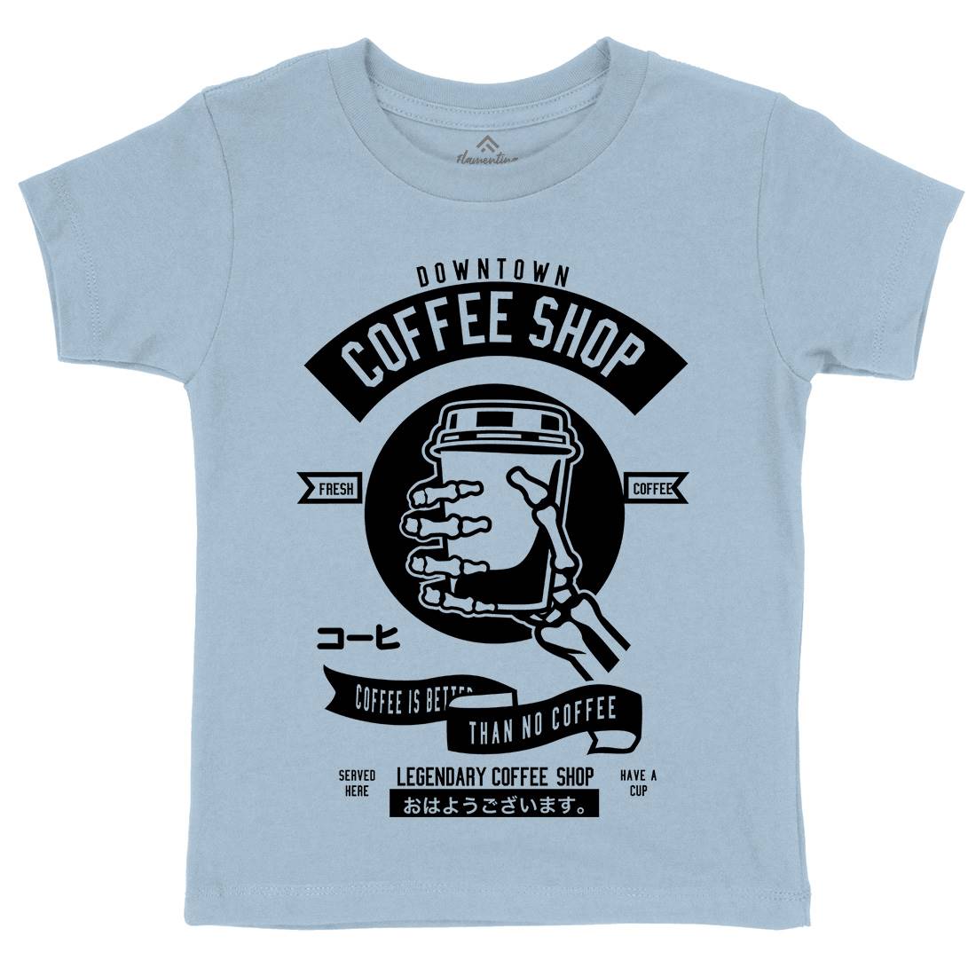 Coffee Shop Kids Crew Neck T-Shirt Drinks B517