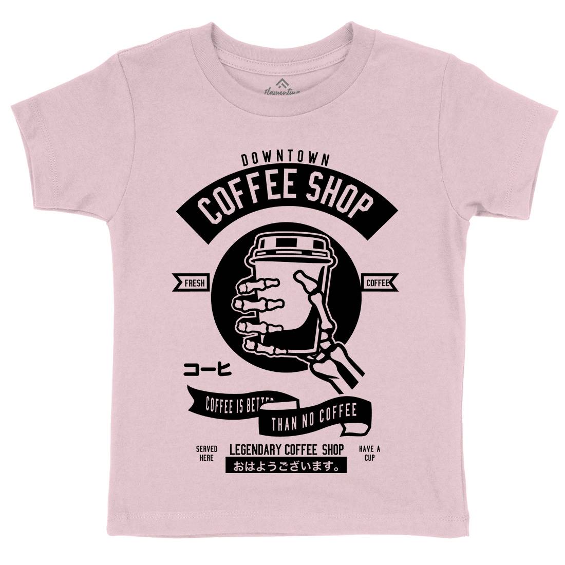 Coffee Shop Kids Organic Crew Neck T-Shirt Drinks B517