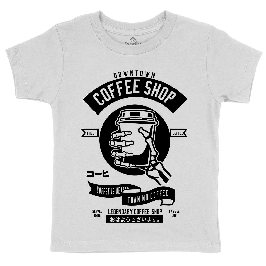 Coffee Shop Kids Crew Neck T-Shirt Drinks B517