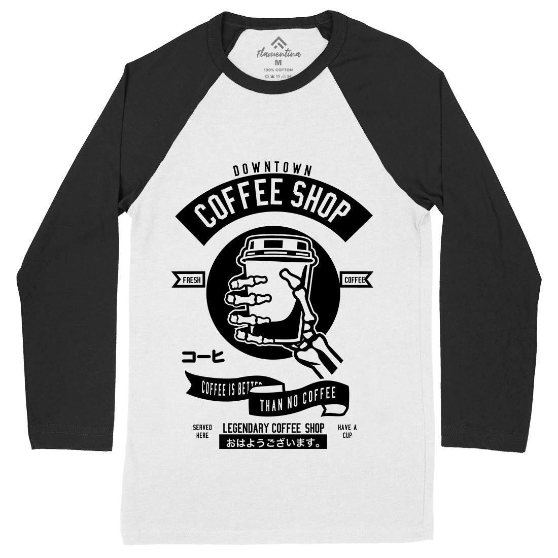Coffee Shop Mens Long Sleeve Baseball T-Shirt Drinks B517