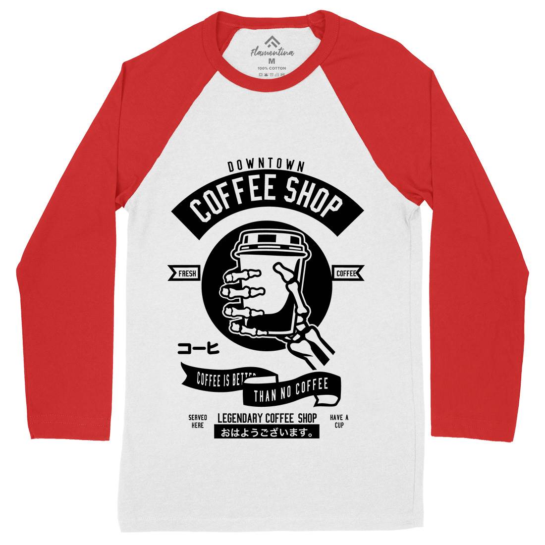 Coffee Shop Mens Long Sleeve Baseball T-Shirt Drinks B517
