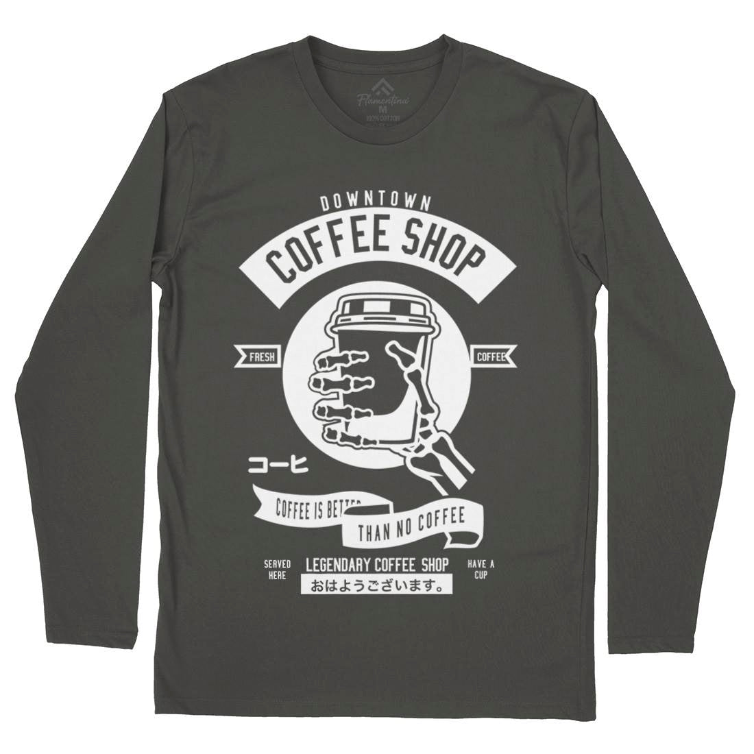 Coffee Shop Mens Long Sleeve T-Shirt Drinks B517
