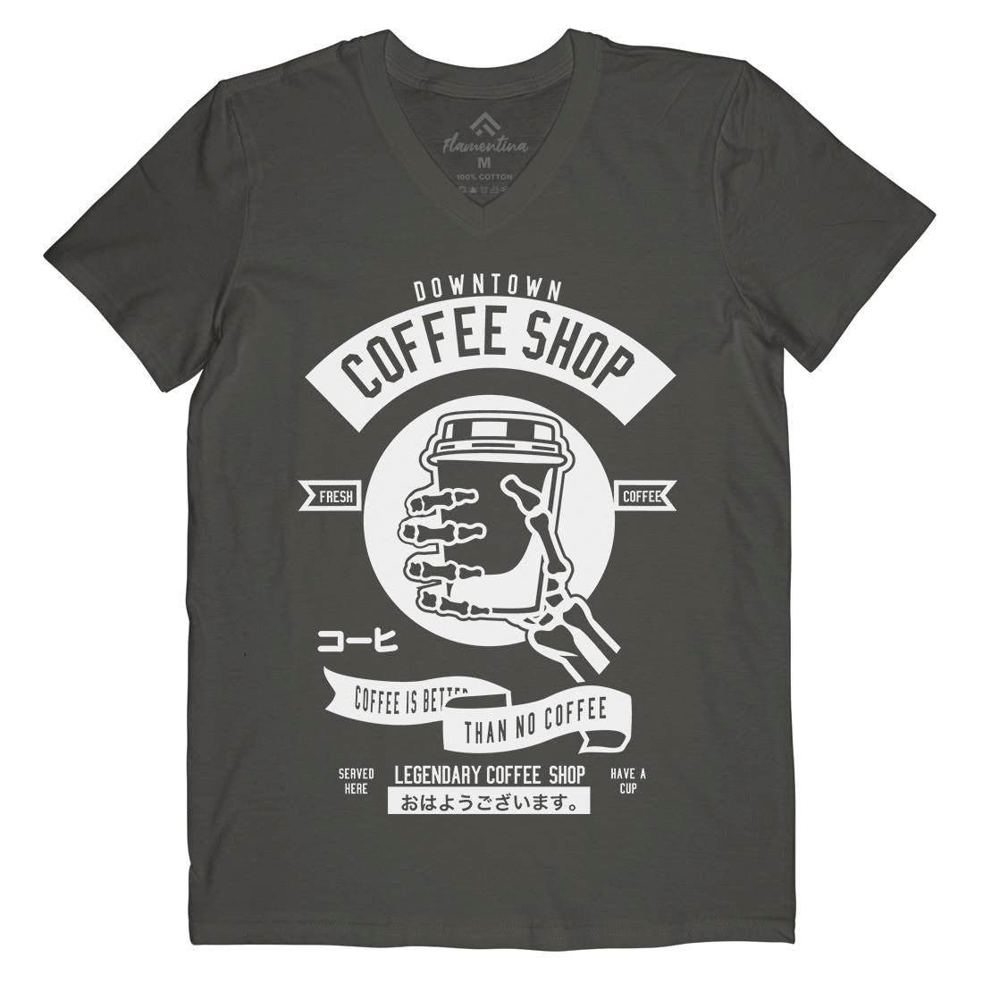 Coffee Shop Mens V-Neck T-Shirt Drinks B517