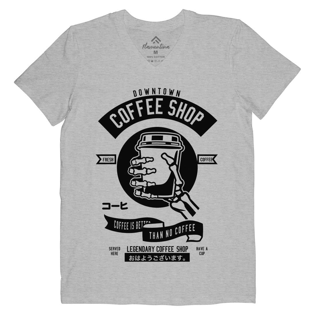 Coffee Shop Mens Organic V-Neck T-Shirt Drinks B517