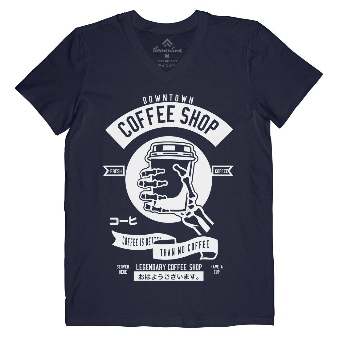 Coffee Shop Mens Organic V-Neck T-Shirt Drinks B517