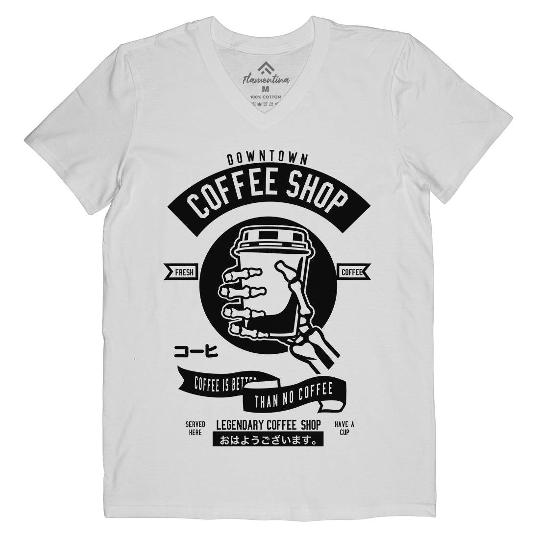 Coffee Shop Mens V-Neck T-Shirt Drinks B517