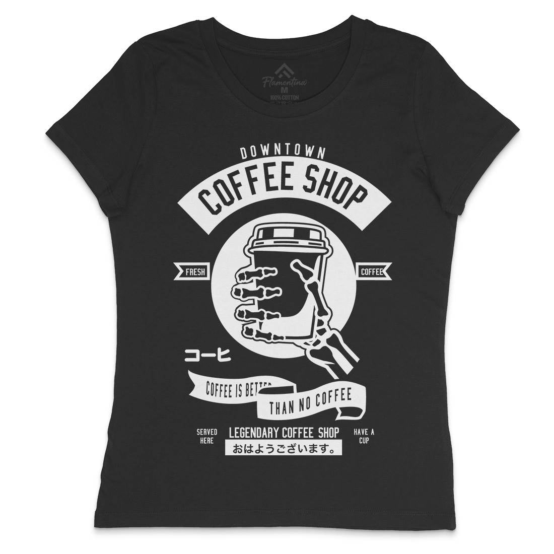 Coffee Shop Womens Crew Neck T-Shirt Drinks B517
