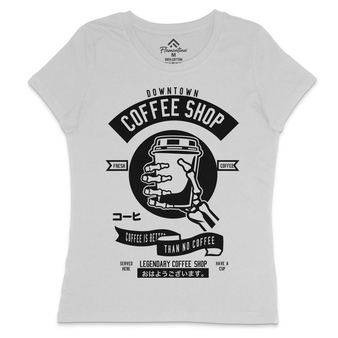 Coffee Shop Womens Crew Neck T-Shirt Drinks B517