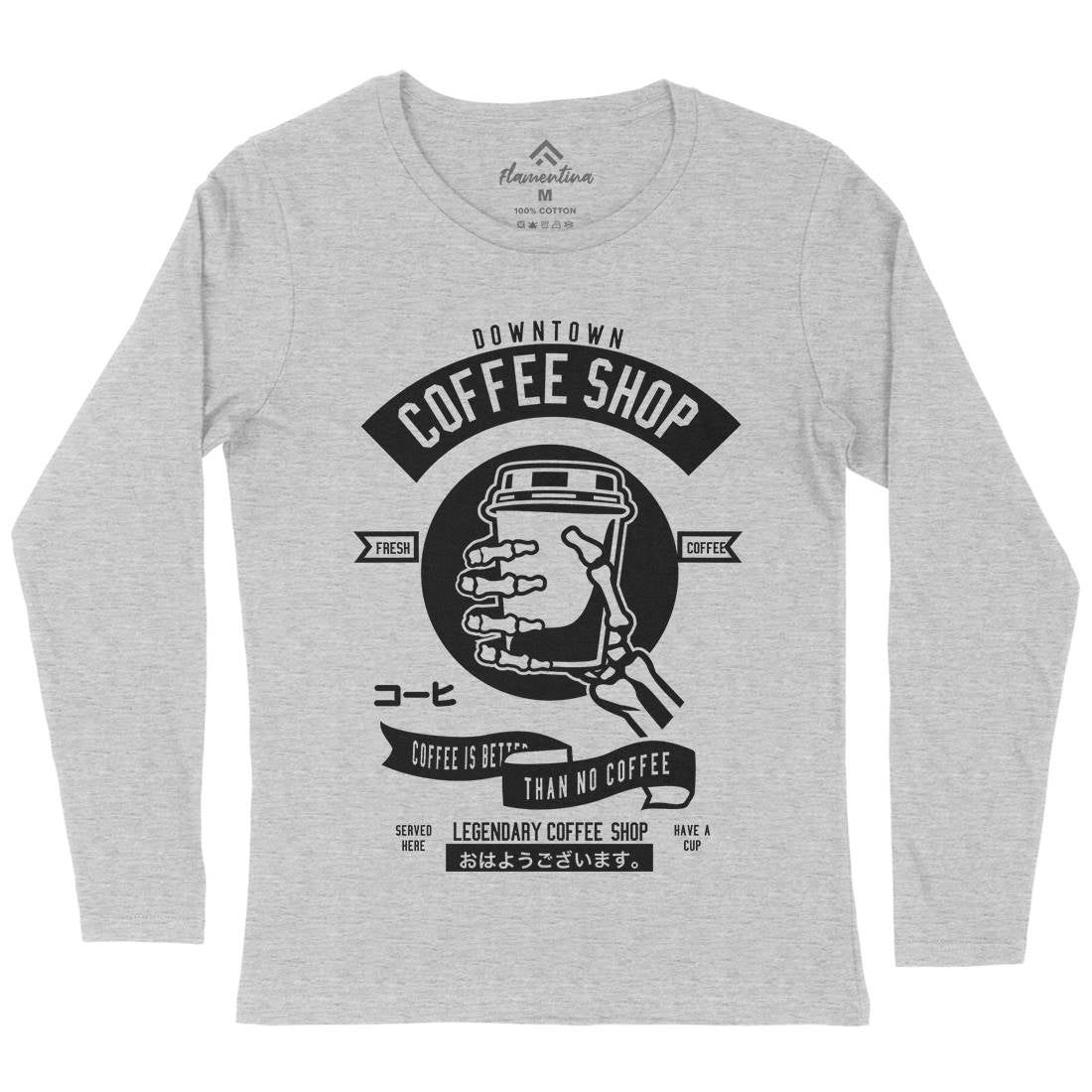 Coffee Shop Womens Long Sleeve T-Shirt Drinks B517