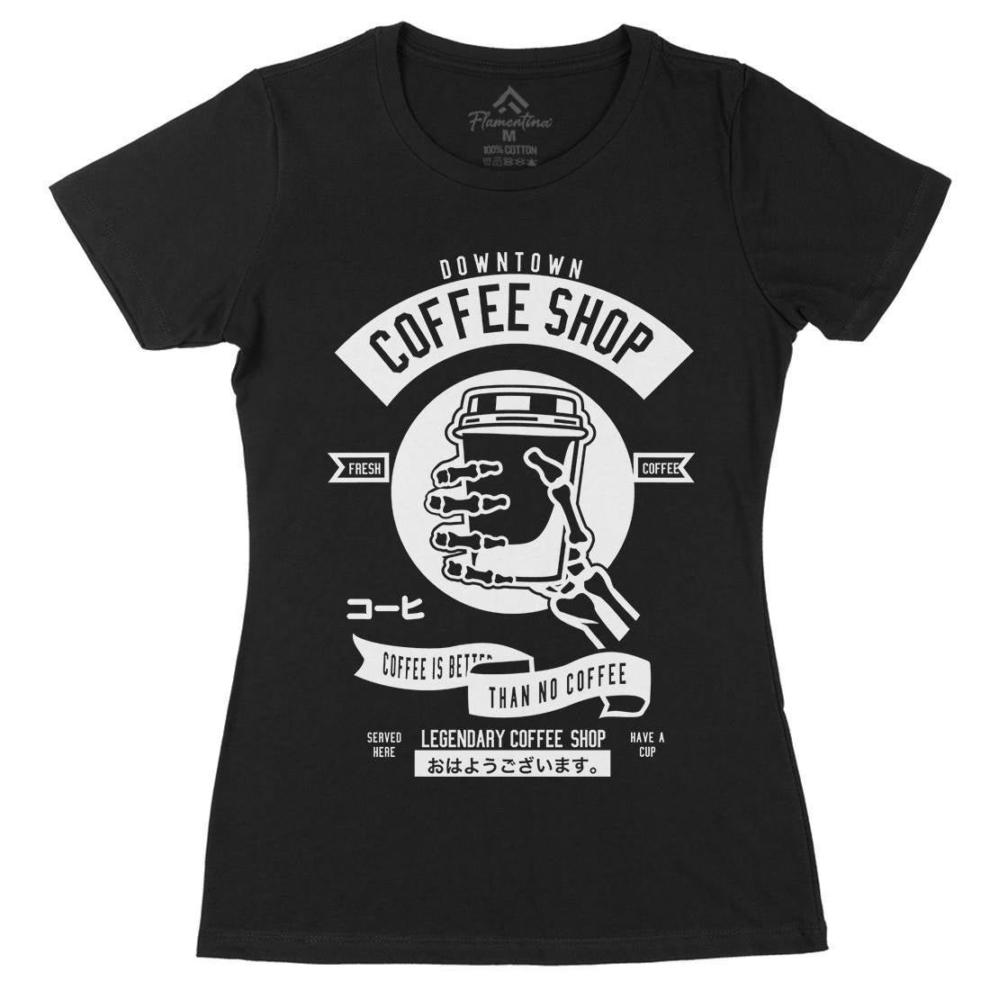 Coffee Shop Womens Organic Crew Neck T-Shirt Drinks B517