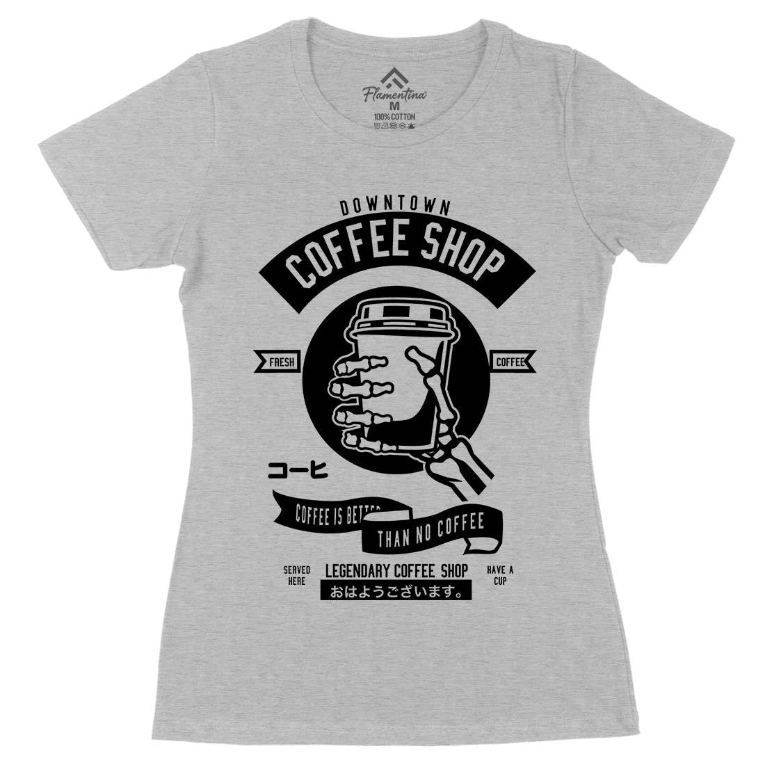 Coffee Shop Womens Organic Crew Neck T-Shirt Drinks B517