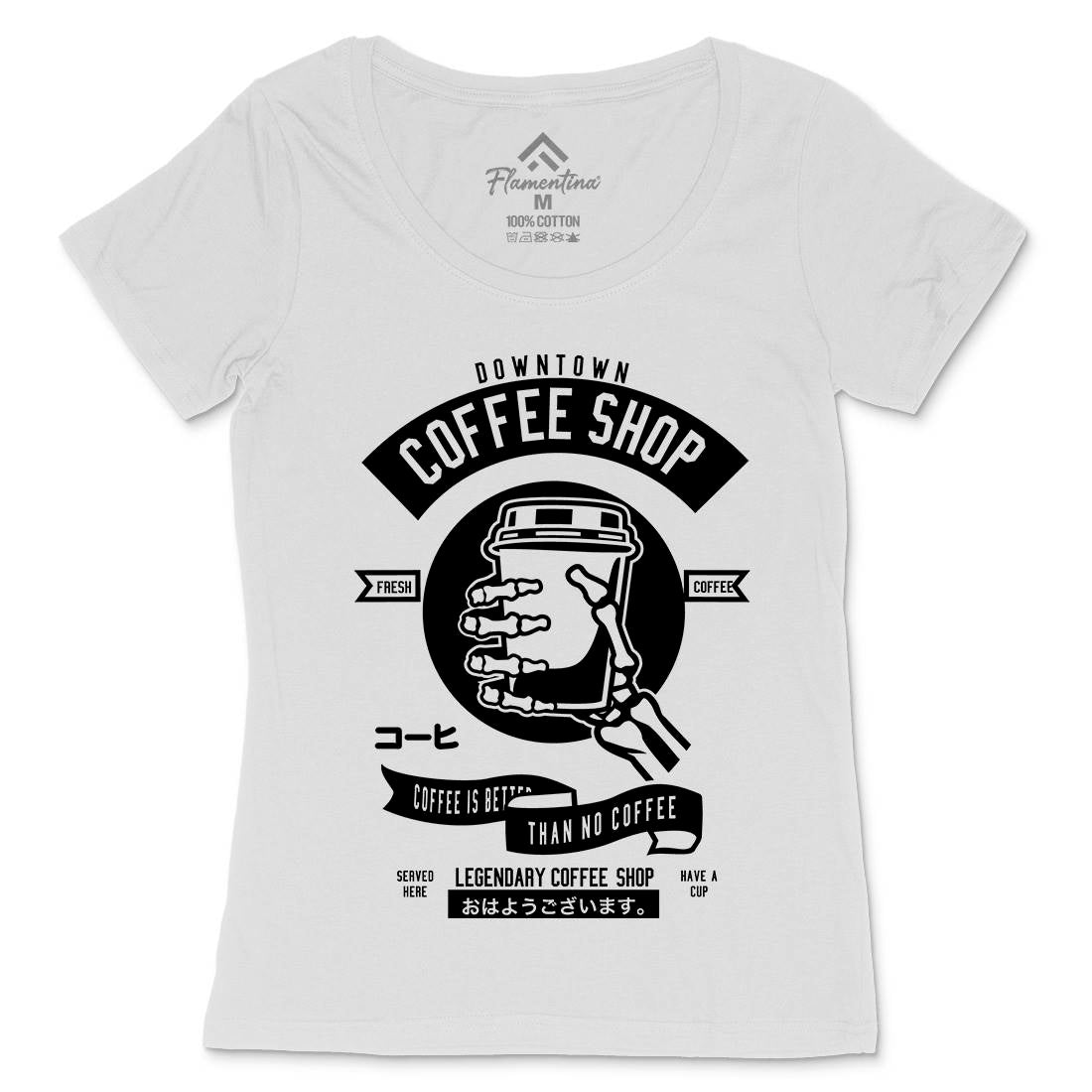 Coffee Shop Womens Scoop Neck T-Shirt Drinks B517