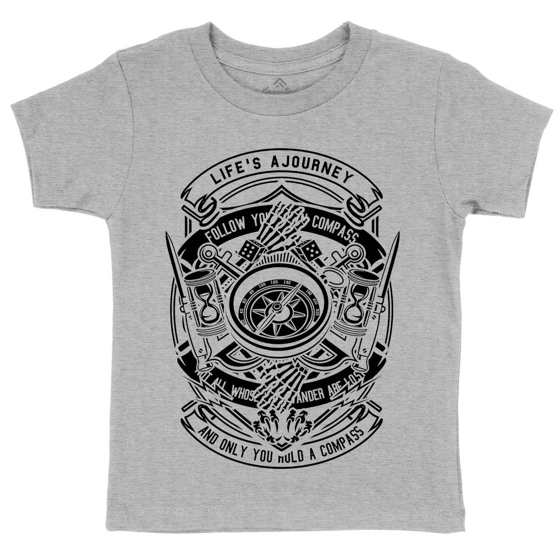 Compass Kids Organic Crew Neck T-Shirt Navy B518
