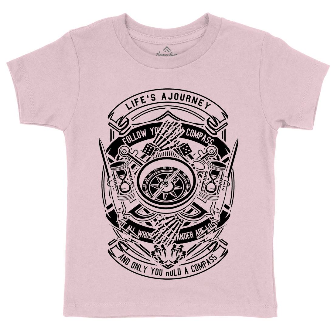 Compass Kids Organic Crew Neck T-Shirt Navy B518