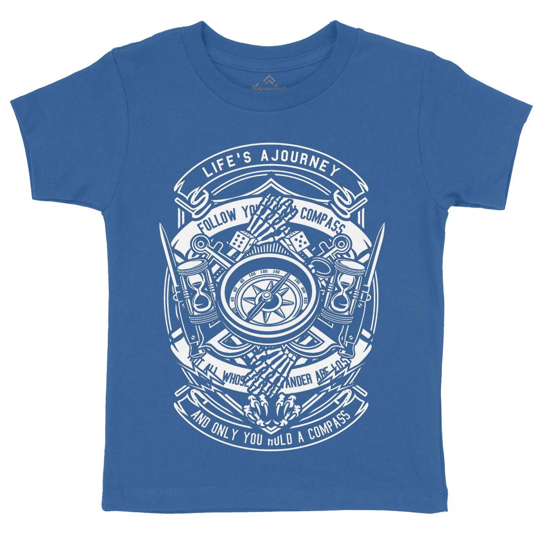 Compass Kids Crew Neck T-Shirt Navy B518