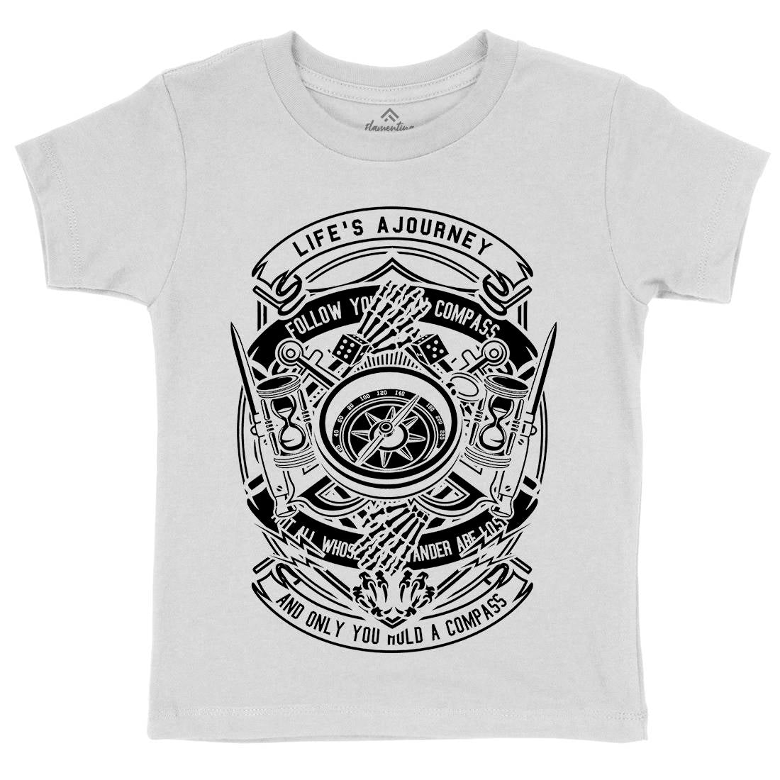 Compass Kids Crew Neck T-Shirt Navy B518