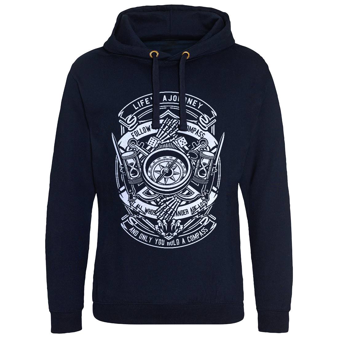 Compass Mens Hoodie Without Pocket Navy B518