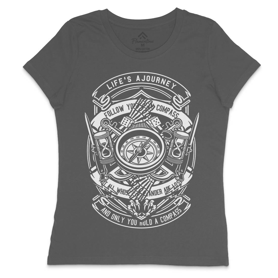 Compass Womens Crew Neck T-Shirt Navy B518