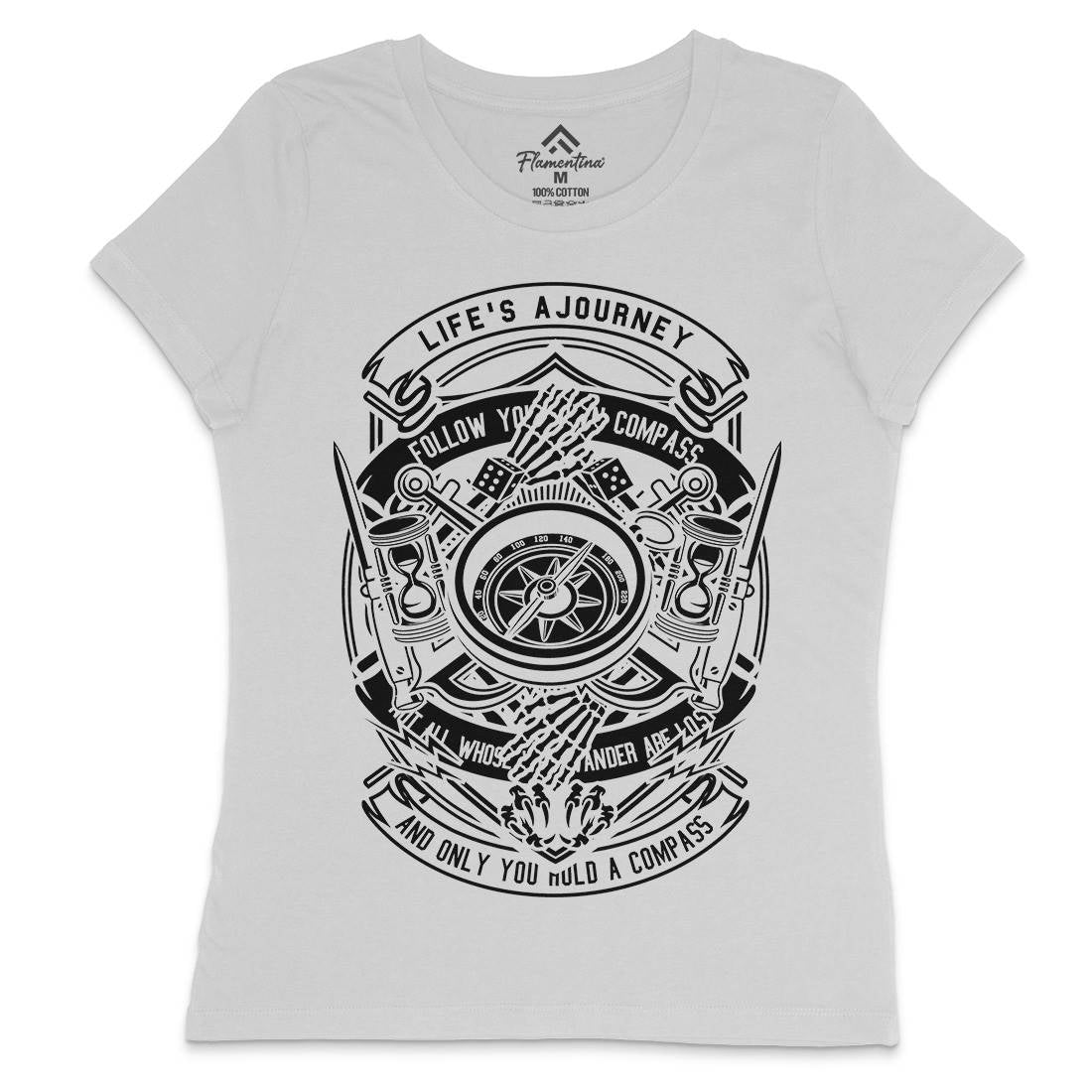 Compass Womens Crew Neck T-Shirt Navy B518
