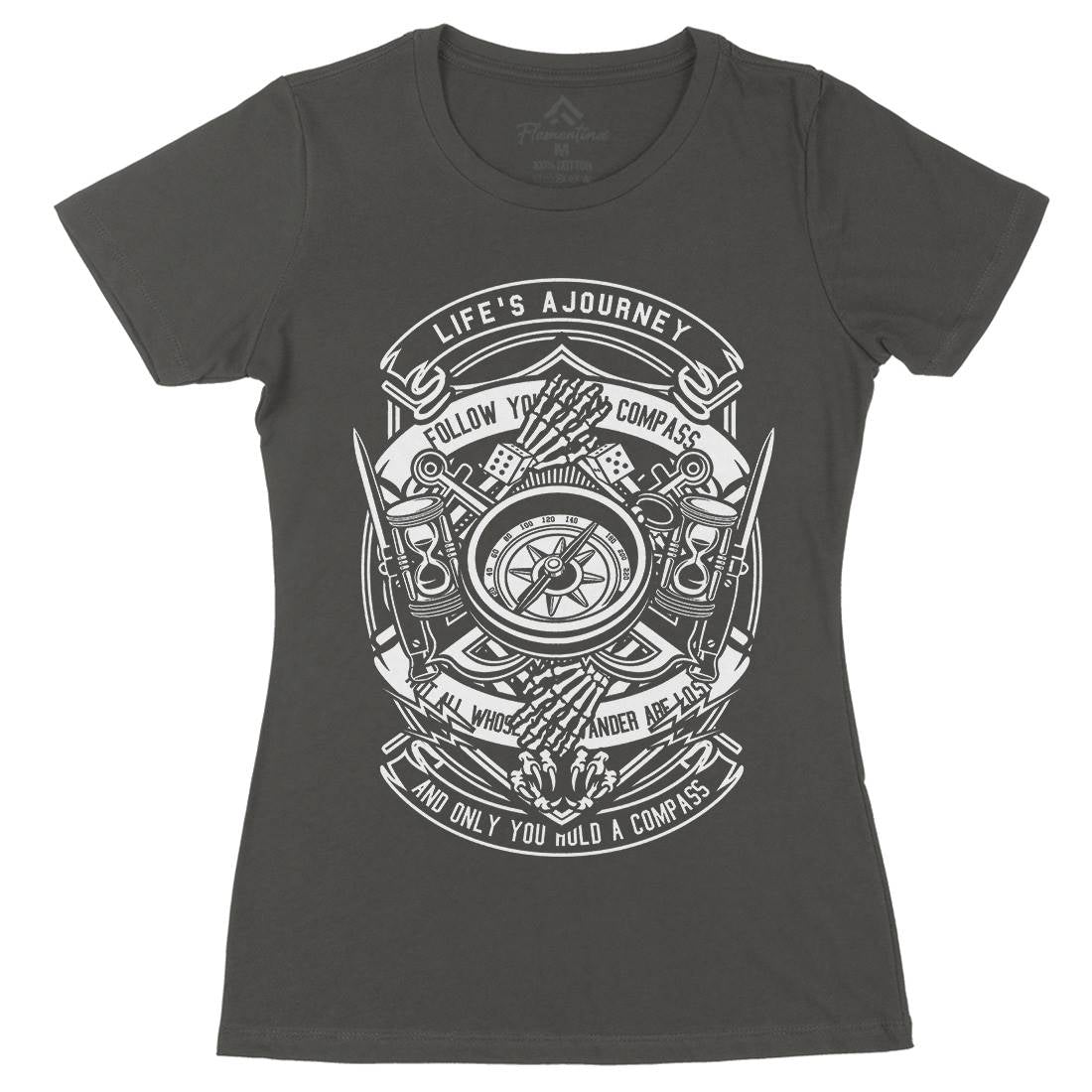 Compass Womens Organic Crew Neck T-Shirt Navy B518