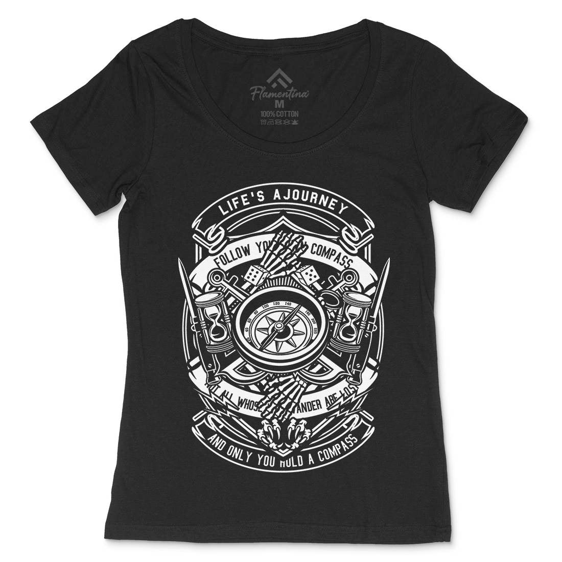 Compass Womens Scoop Neck T-Shirt Navy B518
