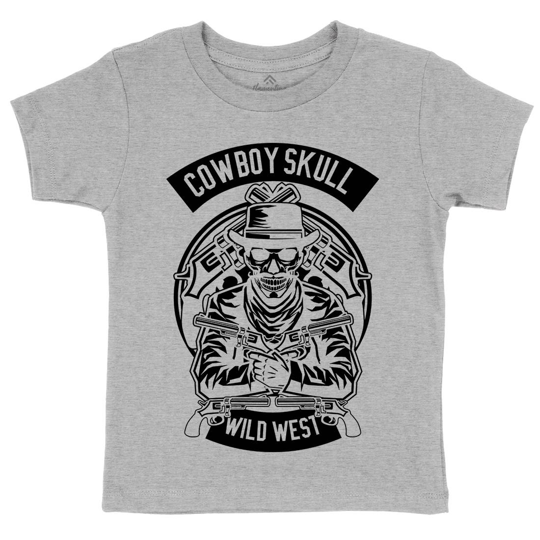 Cowboy Skull Kids Crew Neck T-Shirt American B519