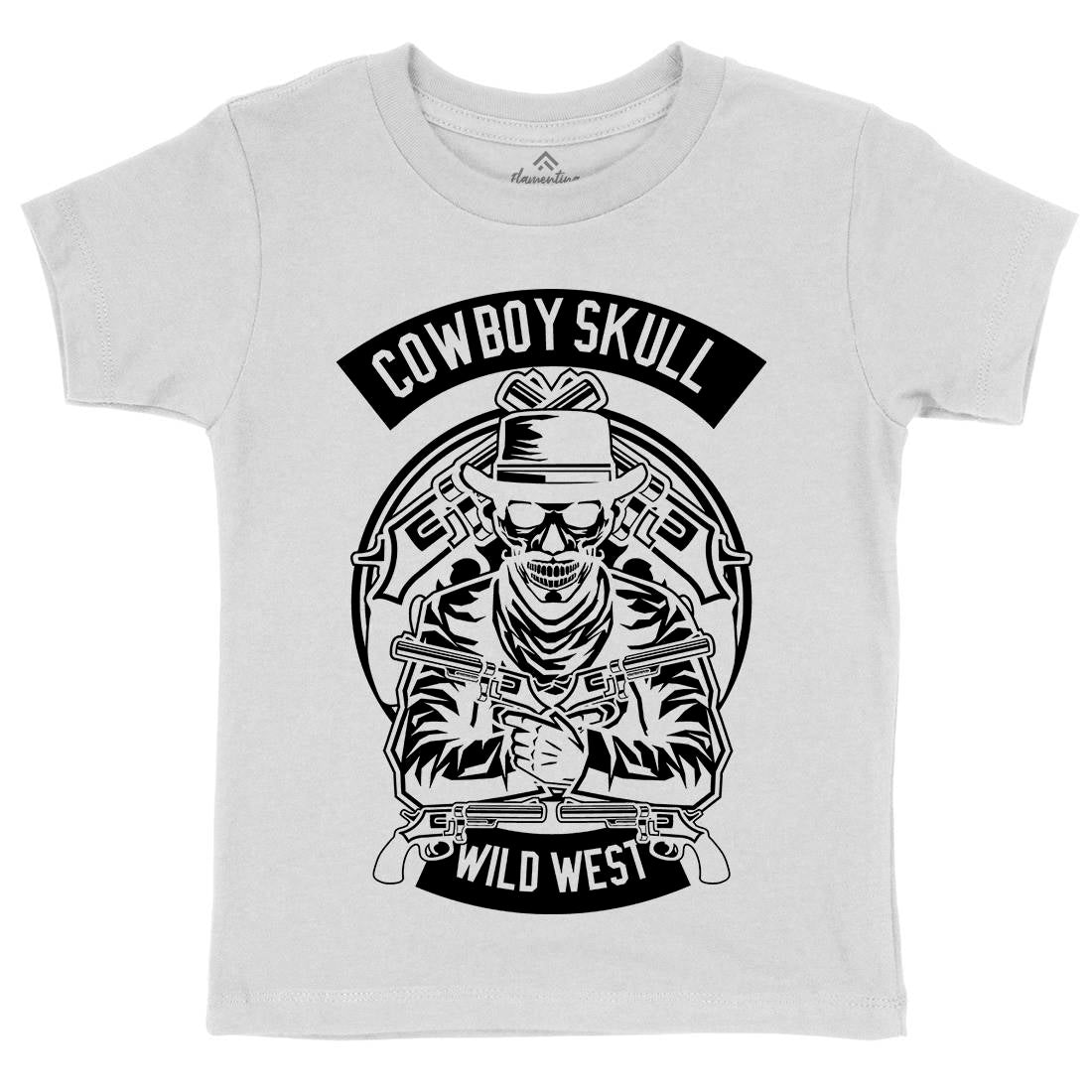 Cowboy Skull Kids Crew Neck T-Shirt American B519