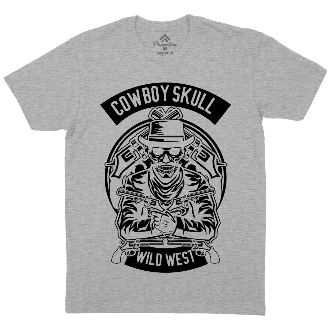 Cowboy Skull Mens Crew Neck T-Shirt American B519